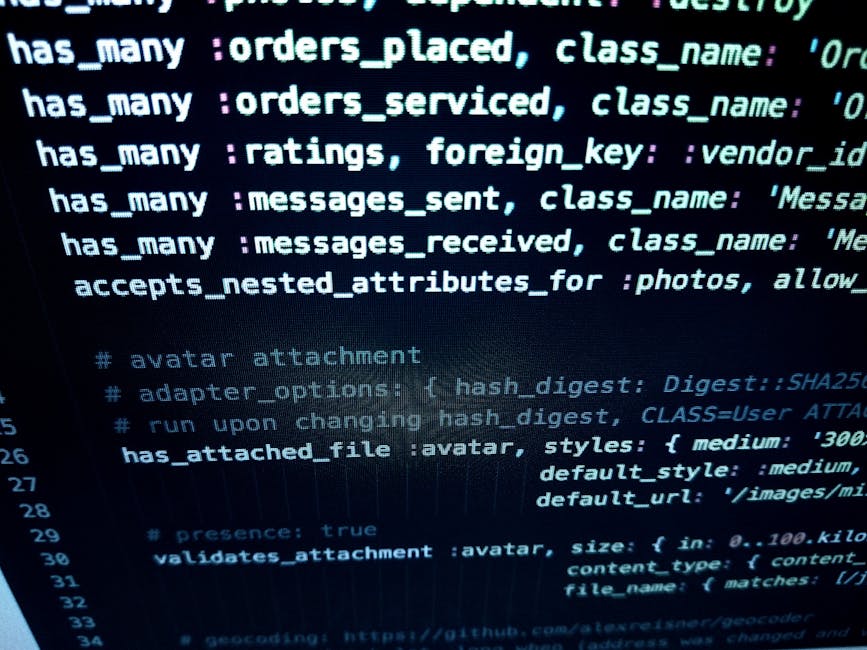 A computer workstation with multiple screens and coding visuals