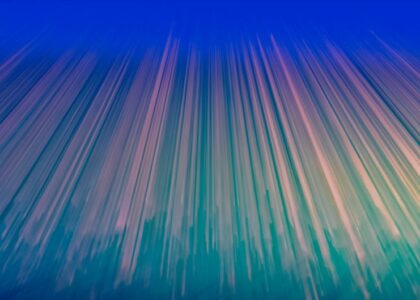Abstract shapes and colors representing speed and motion in a digital landscape.