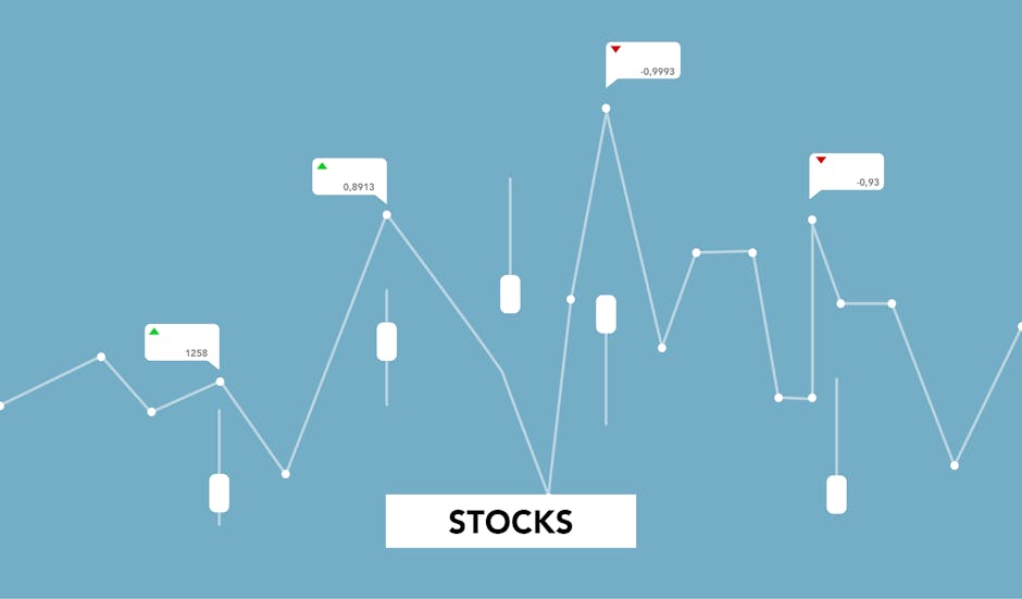Abstract digital stock market landscape with colorful graphs and data points.