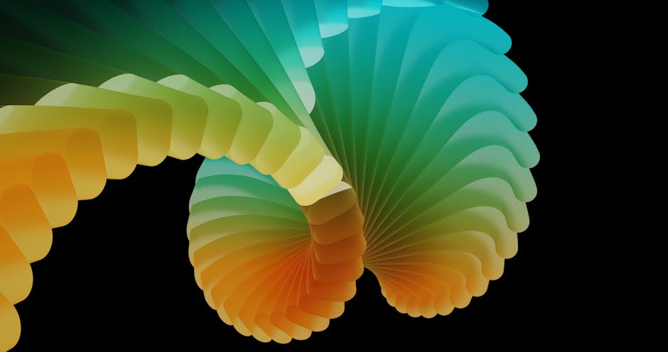 A colorful digital workspace with various creative tools and abstract shapes.