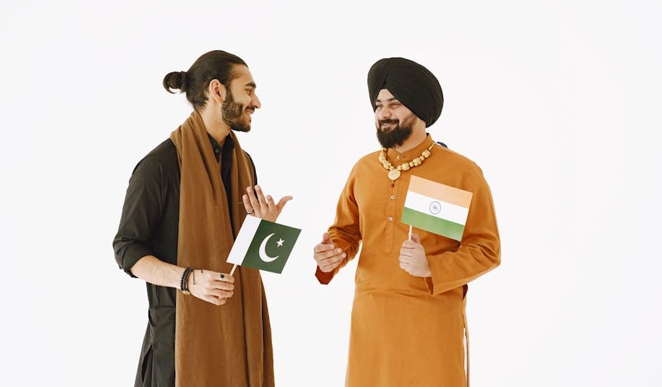 A blend of cultural symbols representing various nationalities.