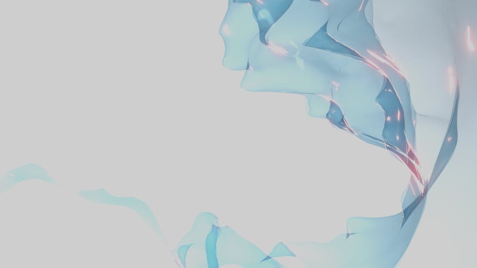 Abstract digital landscape with flowing shapes in blue and green tones.