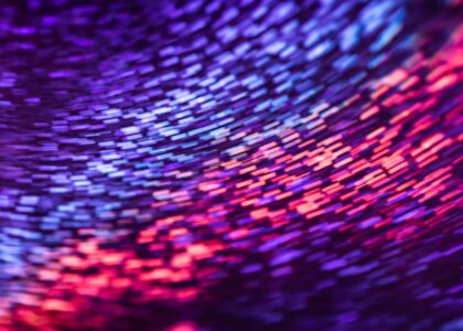Abstract background with swirling colors representing transformation and exploration.