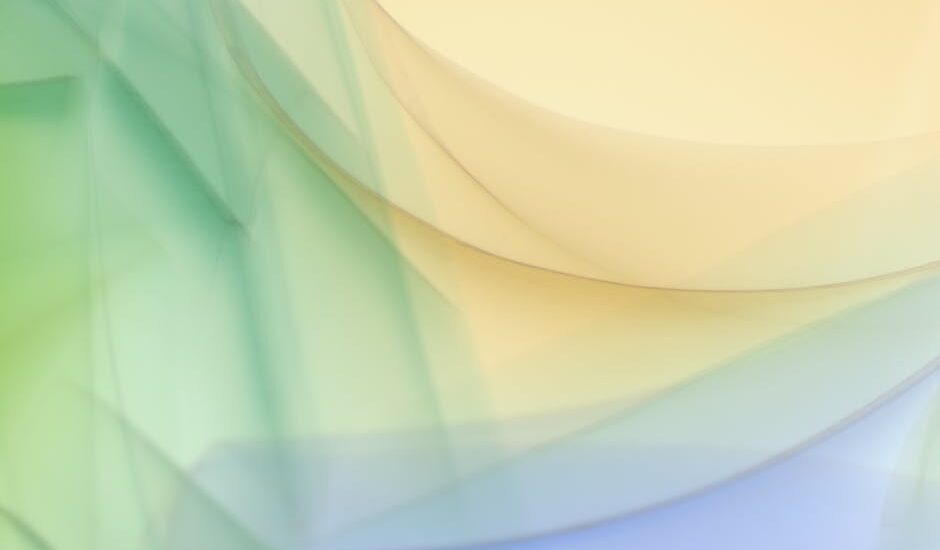 A colorful abstract digital workspace with soft gradients and shapes.