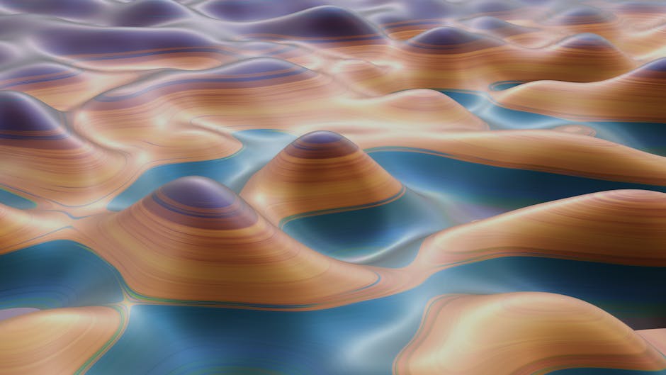 A soft abstract digital landscape with pastel colors and gentle shapes.