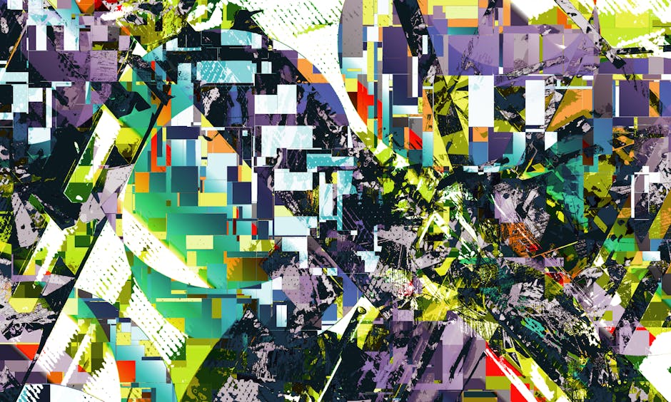 A colorful abstract representation of social media platforms and icons.