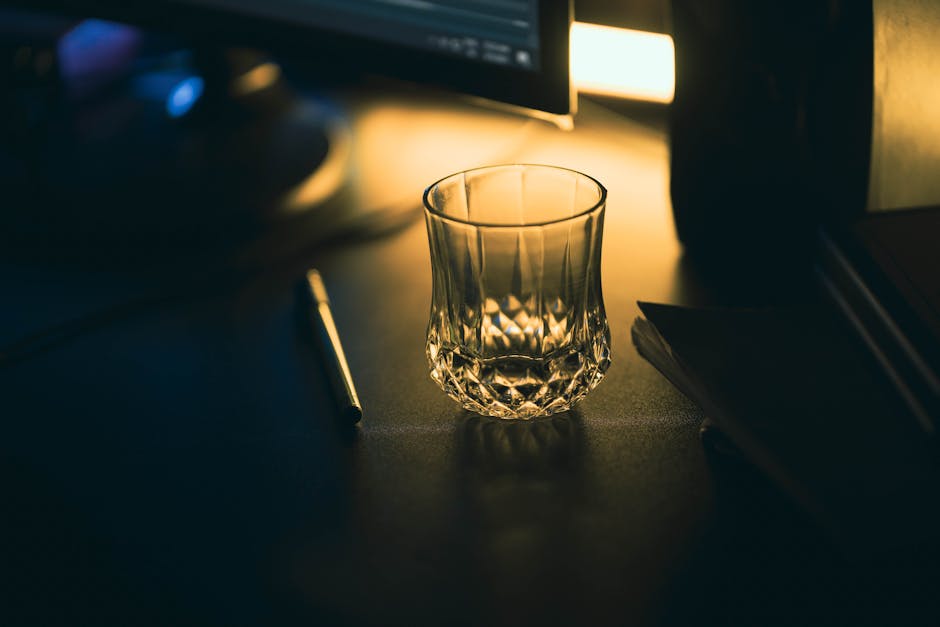 Cozy desk with phone, blank chat bubbles, and colorful lights