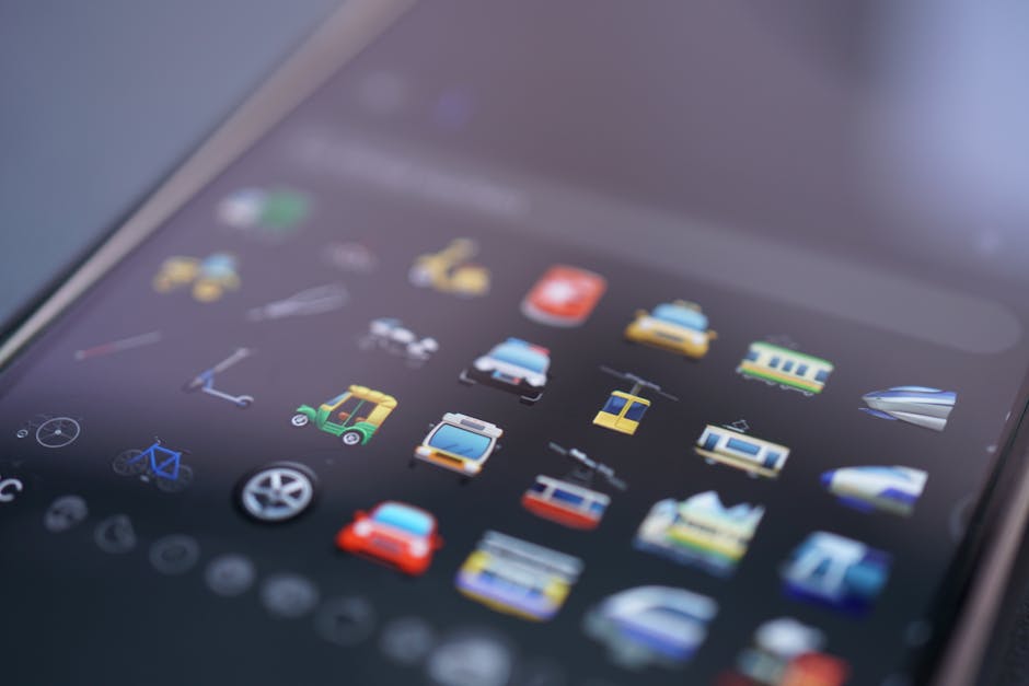 Blurred digital screen with abstract communication icons and symbols.