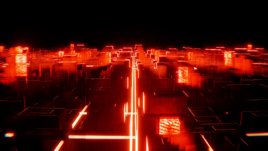 A digital landscape with interconnected nodes and glowing pathways.